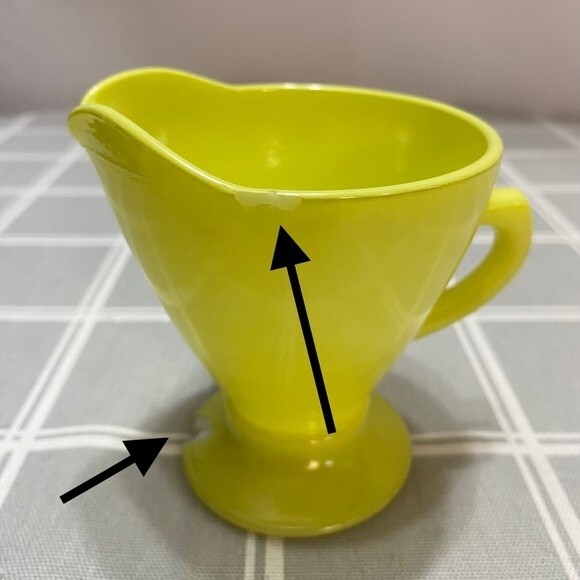 Vintage Hazel Atlas Moderntone Platonite Yellow 1930-50 Creamer & Sugar Bowl Set - Picture 11 of 11